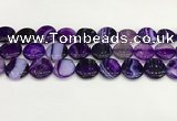 CAA4613 15.5 inches 18mm flat round banded agate beads wholesale