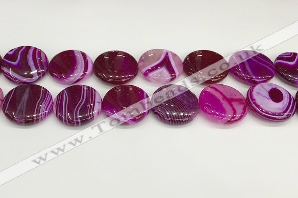 CAA4630 15.5 inches 25mm flat round banded agate beads wholesale