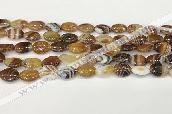 CAA4645 15.5 inches 10*14mm oval banded agate beads wholesale