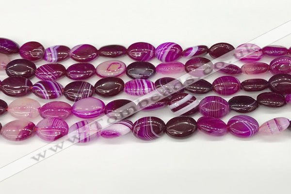 CAA4647 15.5 inches 10*14mm oval banded agate beads wholesale