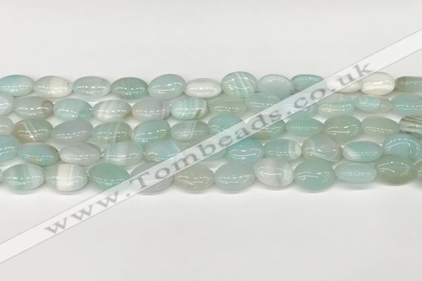 CAA4649 15.5 inches 10*14mm oval banded agate beads wholesale