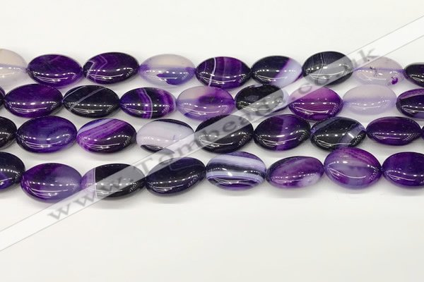 CAA4662 15.5 inches 13*18mm oval banded agate beads wholesale