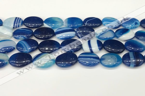 CAA4674 15.5 inches 15*20mm oval banded agate beads wholesale