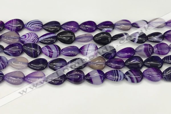 CAA4687 15.5 inches 10*14mm flat teardrop banded agate beads wholesale