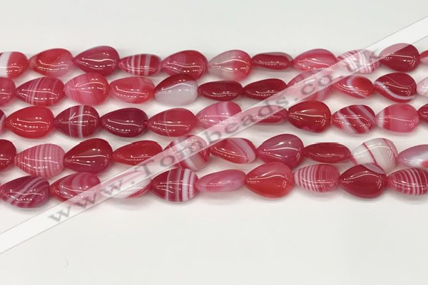 CAA4689 15.5 inches 10*14mm flat teardrop banded agate beads wholesale