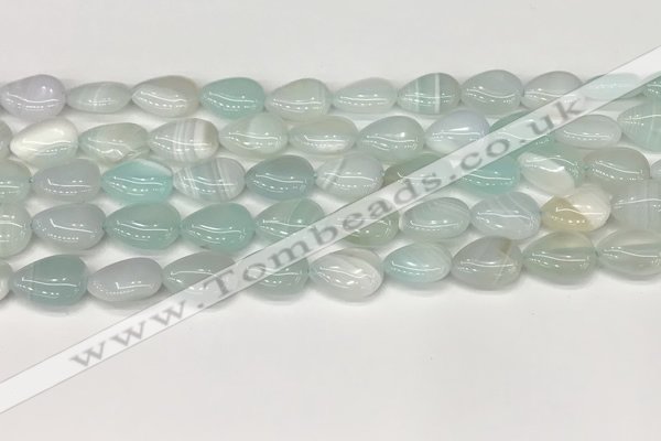 CAA4690 15.5 inches 10*14mm flat teardrop banded agate beads wholesale