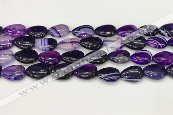 CAA4695 15.5 inches 12*16mm flat teardrop banded agate beads wholesale