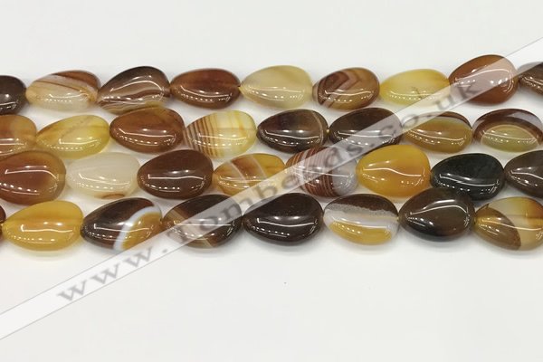 CAA4702 15.5 inches 13*18mm flat teardrop banded agate beads wholesale