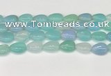 CAA4706 15.5 inches 13*18mm flat teardrop banded agate beads wholesale