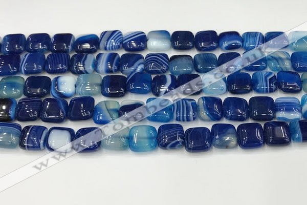 CAA4731 15.5 inches 10*10mm square banded agate beads wholesale