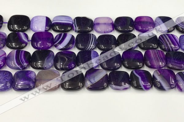 CAA4742 15.5 inches 14*14mm square banded agate beads wholesale