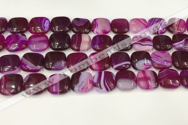 CAA4743 15.5 inches 14*14mm square banded agate beads wholesale