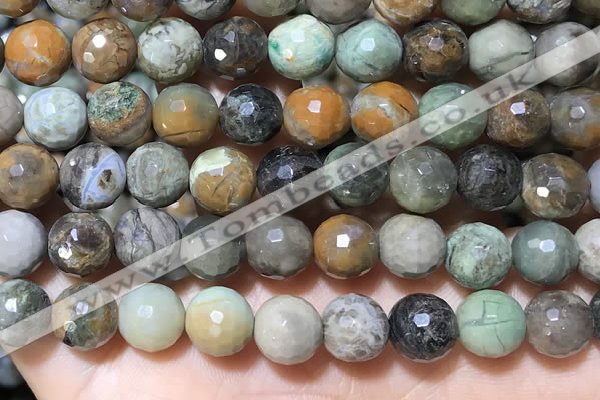 CAA4863 15.5 inches 12mm faceted round ocean agate beads