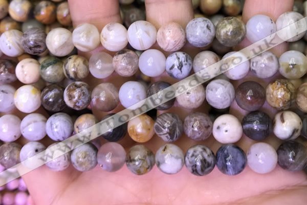 CAA4941 15.5 inches 8mm round bamboo leaf agate beads wholesale