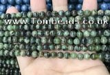 CAA4964 15.5 inches 4mm round green dendritic agate beads