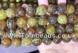 CAA5042 15.5 inches 16mm round yellow dragon veins agate beads