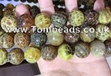 CAA5043 15.5 inches 18mm round yellow dragon veins agate beads