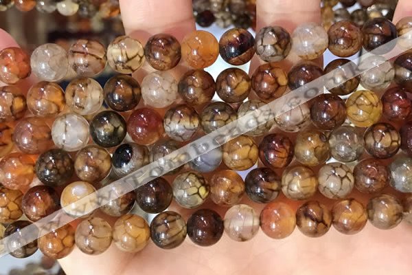 CAA5048 15.5 inches 8mm round dragon veins agate beads wholesale