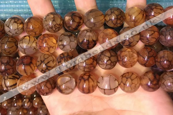 CAA5059 15.5 inches 14mm round dragon veins agate beads wholesale