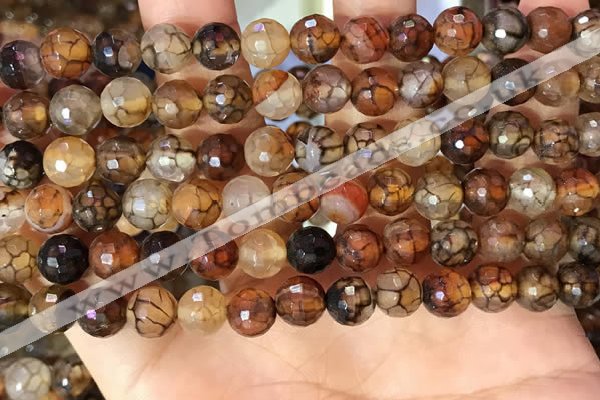 CAA5063 15.5 inches 8mm faceted round dragon veins agate beads