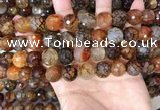 CAA5065 15.5 inches 12mm faceted round dragon veins agate beads