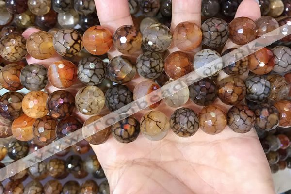 CAA5065 15.5 inches 12mm faceted round dragon veins agate beads