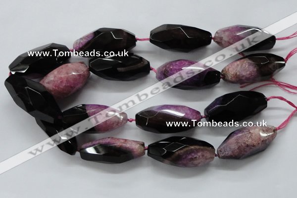 CAA508 15.5 inches 22*50mm faceted rice agate druzy geode beads