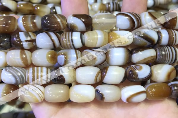 CAA5107 15.5 inches 10*14mm drum striped agate beads wholesale