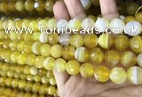 CAA5150 15.5 inches 6mm faceted round banded agate beads