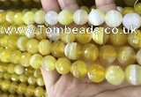 CAA5152 15.5 inches 10mm faceted round banded agate beads