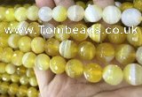 CAA5153 15.5 inches 12mm faceted round banded agate beads