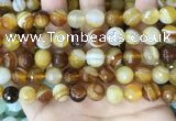 CAA5172 15.5 inches 8mm faceted round banded agate beads