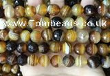 CAA5173 15.5 inches 10mm faceted round banded agate beads