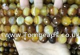 CAA5174 15.5 inches 12mm faceted round banded agate beads