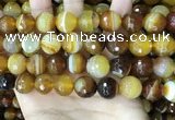 CAA5175 15.5 inches 14mm faceted round banded agate beads