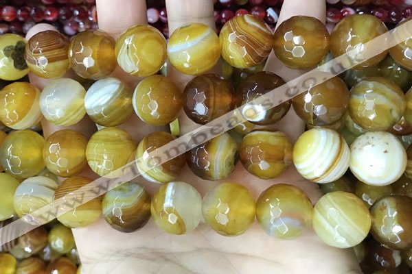 CAA5176 15.5 inches 16mm faceted round banded agate beads
