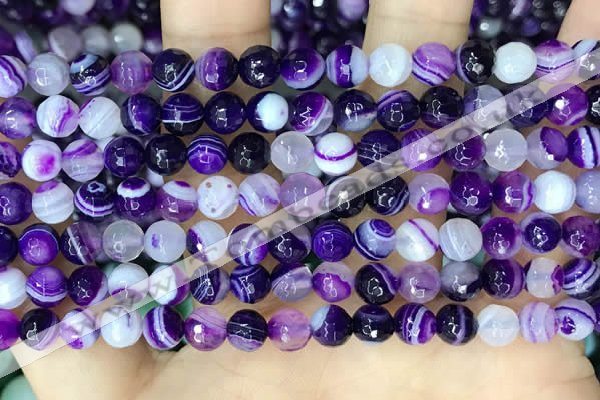 CAA5178 15.5 inches 6mm faceted round banded agate beads