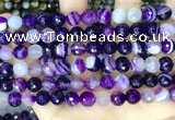 CAA5179 15.5 inches 8mm faceted round banded agate beads