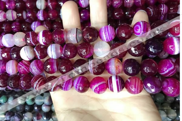 CAA5187 15.5 inches 10mm faceted round banded agate beads