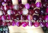 CAA5189 15.5 inches 14mm faceted round banded agate beads