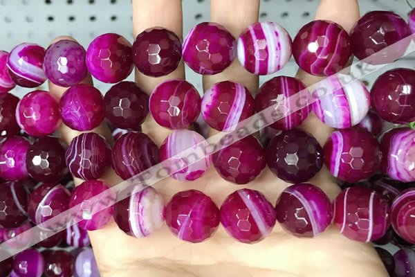 CAA5190 15.5 inches 16mm faceted round banded agate beads