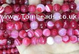 CAA5195 15.5 inches 12mm faceted round banded agate beads