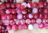 CAA5196 15.5 inches 14mm faceted round banded agate beads