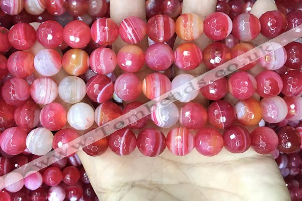 CAA5201 15.5 inches 10mm faceted round banded agate beads