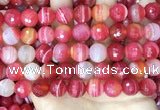 CAA5203 15.5 inches 14mm faceted round banded agate beads