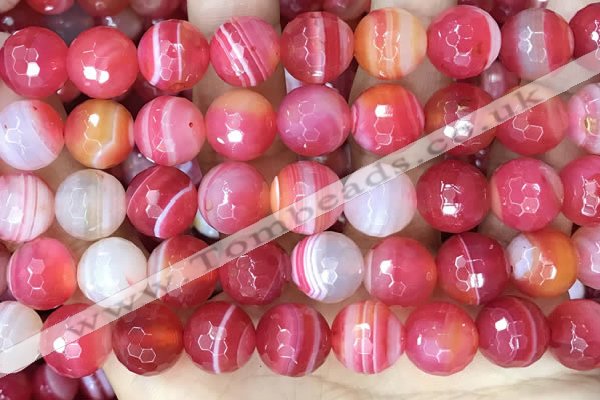 CAA5204 15.5 inches 16mm faceted round banded agate beads