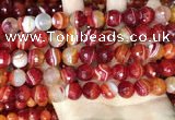 CAA5208 15.5 inches 10mm faceted round banded agate beads