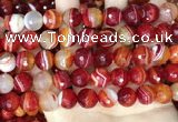 CAA5209 15.5 inches 12mm faceted round banded agate beads