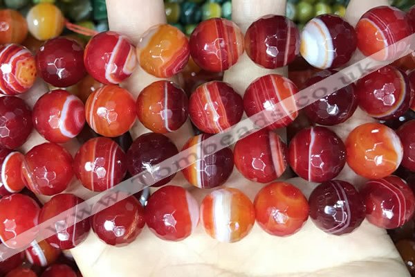 CAA5211 15.5 inches 16mm faceted round banded agate beads