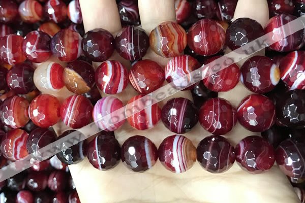 CAA5217 15.5 inches 14mm faceted round banded agate beads